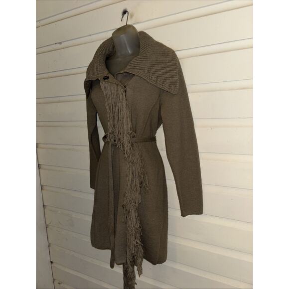 Chicos Black Label Wool Blend Belted Cardigan Sweater Size 2 - Picture 3 of 8